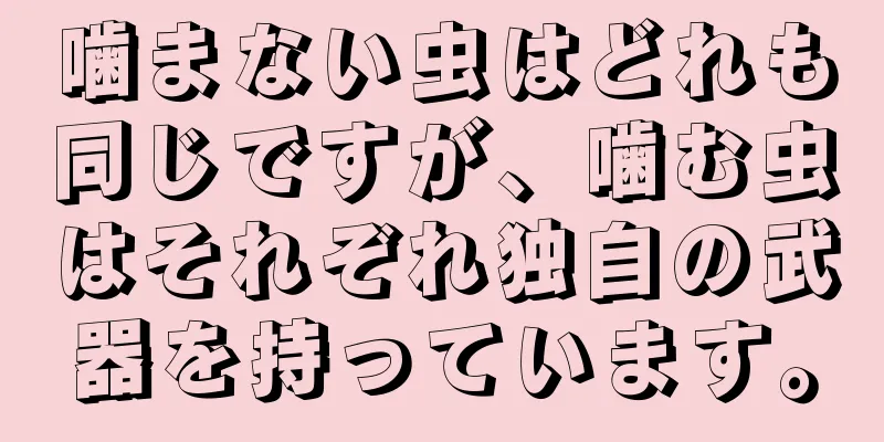 噛まない虫はどれも同じですが、噛む虫はそれぞれ独自の武器を持っています。