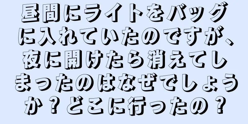 昼間にライトをバッグに入れていたのですが、夜に開けたら消えてしまったのはなぜでしょうか？どこに行ったの？