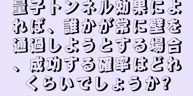 量子トンネル効果によれば、誰かが常に壁を通過しようとする場合、成功する確率はどれくらいでしょうか?
