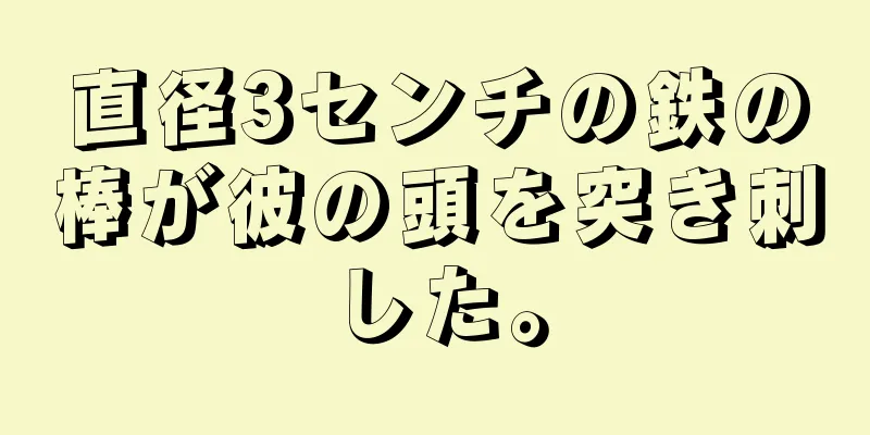 直径3センチの鉄の棒が彼の頭を突き刺した。