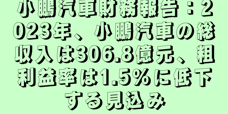 小鵬汽車財務報告：2023年、小鵬汽車の総収入は306.8億元、粗利益率は1.5％に低下する見込み