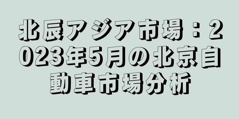 北辰アジア市場：2023年5月の北京自動車市場分析