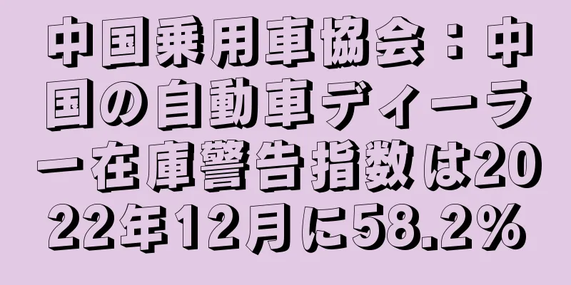 中国乗用車協会：中国の自動車ディーラー在庫警告指数は2022年12月に58.2％