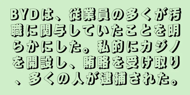 BYDは、従業員の多くが汚職に関与していたことを明らかにした。私的にカジノを開設し、賄賂を受け取り、多くの人が逮捕された。