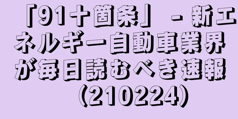 「91十箇条」 - 新エネルギー自動車業界が毎日読むべき速報（210224）