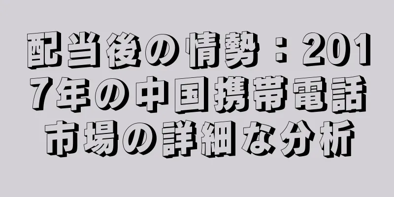 配当後の情勢：2017年の中国携帯電話市場の詳細な分析