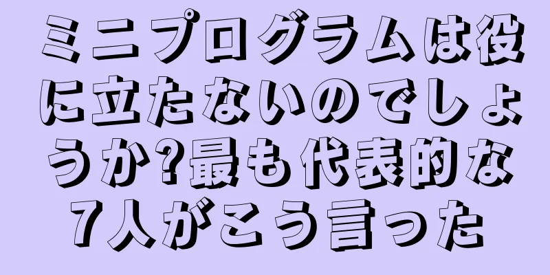 ミニプログラムは役に立たないのでしょうか?最も代表的な7人がこう言った