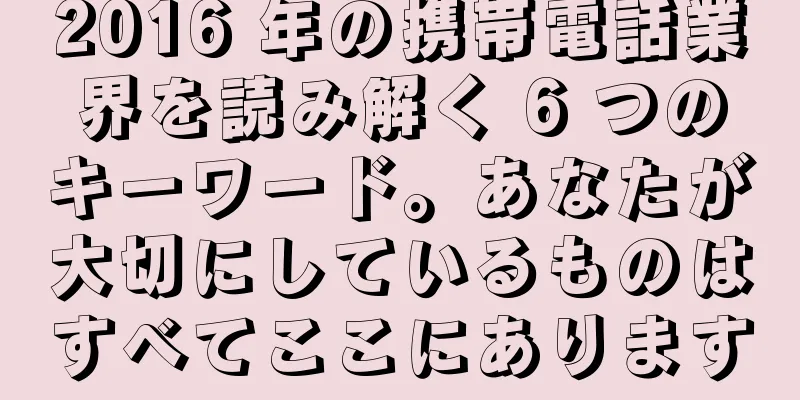 2016 年の携帯電話業界を読み解く 6 つのキーワード。あなたが大切にしているものはすべてここにあります