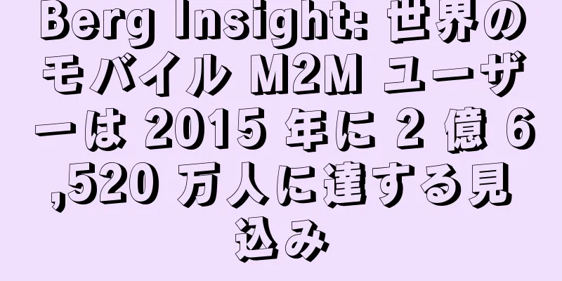 Berg Insight: 世界のモバイル M2M ユーザーは 2015 年に 2 億 6,520 万人に達する見込み