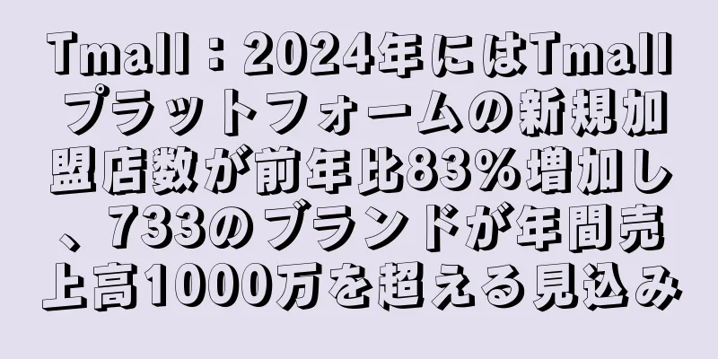 Tmall：2024年にはTmallプラットフォームの新規加盟店数が前年比83％増加し、733のブランドが年間売上高1000万を超える見込み
