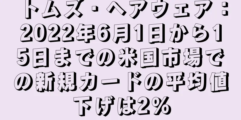 トムズ・ヘアウェア：2022年6月1日から15日までの米国市場での新規カードの平均値下げは2％