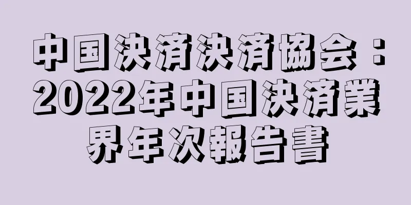 中国決済決済協会：2022年中国決済業界年次報告書