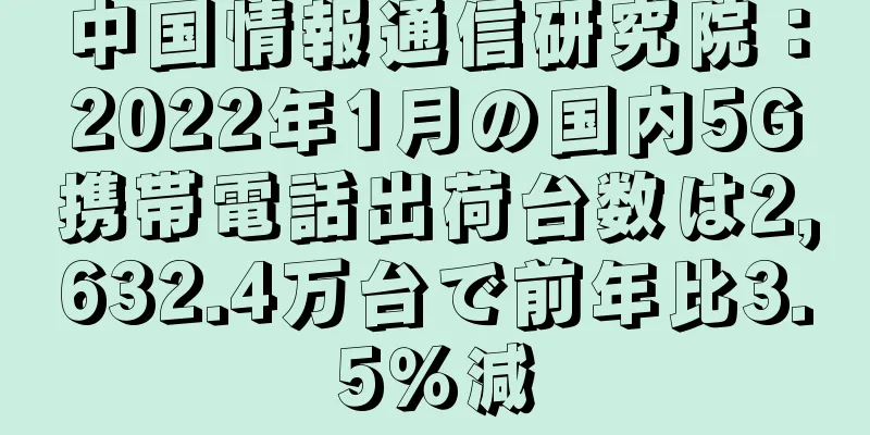 中国情報通信研究院：2022年1月の国内5G携帯電話出荷台数は2,632.4万台で前年比3.5％減