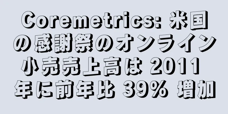 Coremetrics: 米国の感謝祭のオンライン小売売上高は 2011 年に前年比 39% 増加