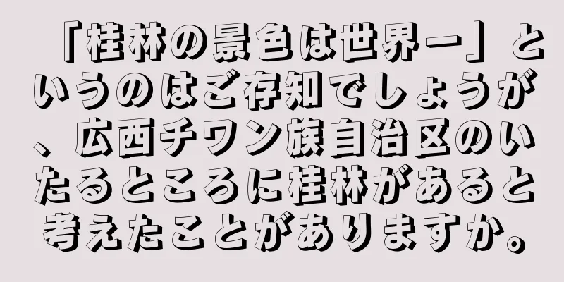 「桂林の景色は世界一」というのはご存知でしょうが、広西チワン族自治区のいたるところに桂林があると考えたことがありますか。