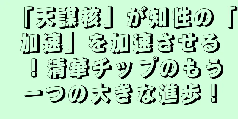 「天謀核」が知性の「加速」を加速させる！清華チップのもう一つの大きな進歩！