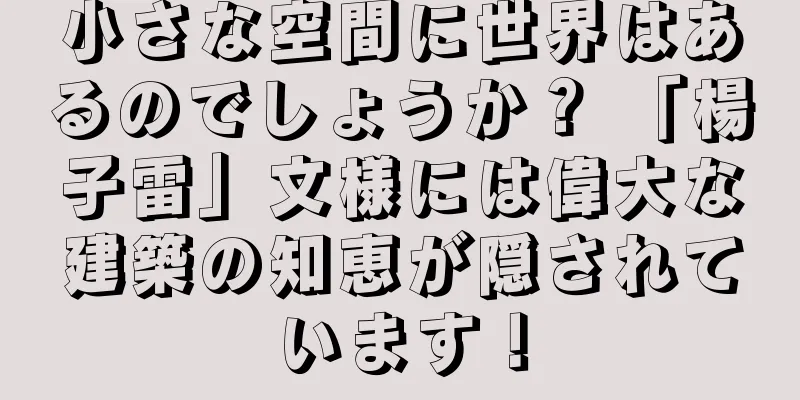 小さな空間に世界はあるのでしょうか？ 「楊子雷」文様には偉大な建築の知恵が隠されています！