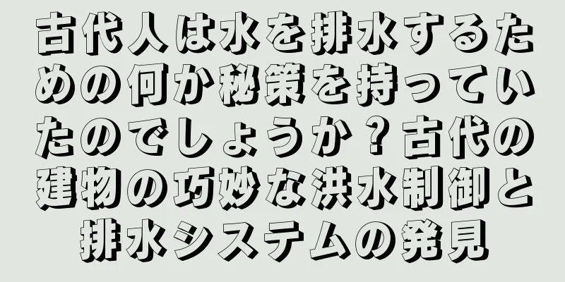 古代人は水を排水するための何か秘策を持っていたのでしょうか？古代の建物の巧妙な洪水制御と排水システムの発見