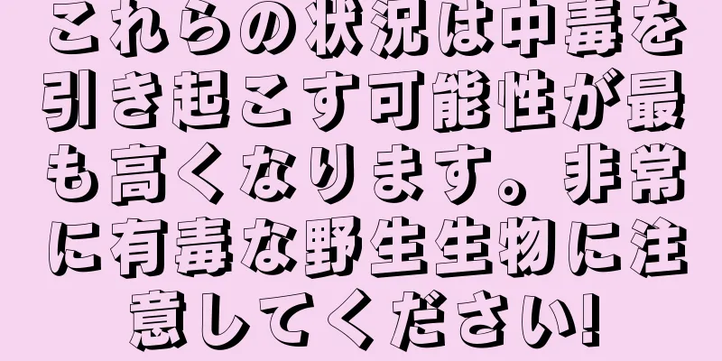これらの状況は中毒を引き起こす可能性が最も高くなります。非常に有毒な野生生物に注意してください!
