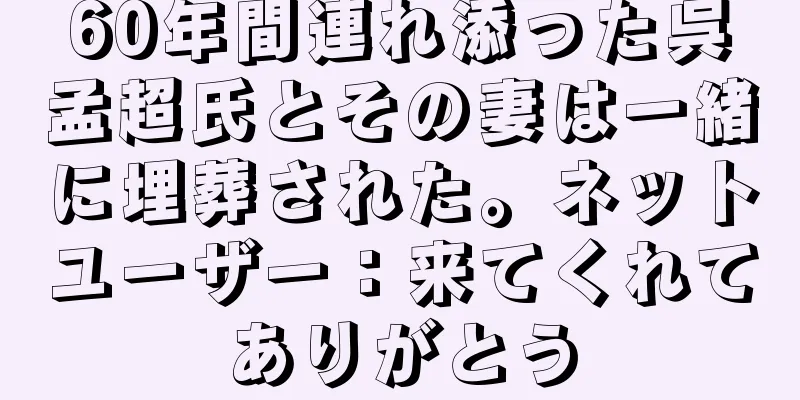 60年間連れ添った呉孟超氏とその妻は一緒に埋葬された。ネットユーザー：来てくれてありがとう