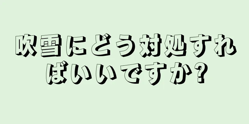 吹雪にどう対処すればいいですか?